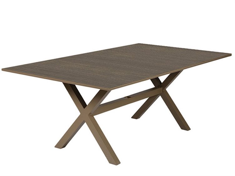 Windward Design Group Lexington Aluminum Rectangular Outdoor Patio Counter Table with Umbrella Hole