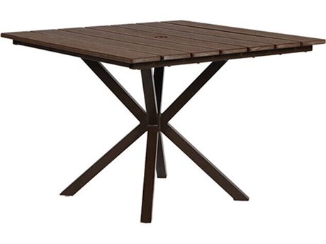 Windward Design Group Tahoe Plank Aluminum 76''W x 42''D Rectangular Counter Table w/ Umbrella Hole