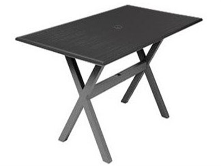 Windward Design Group Raleigh Aluminum Rectangular Outdoor Patio Counter Table with Umbrella Hole