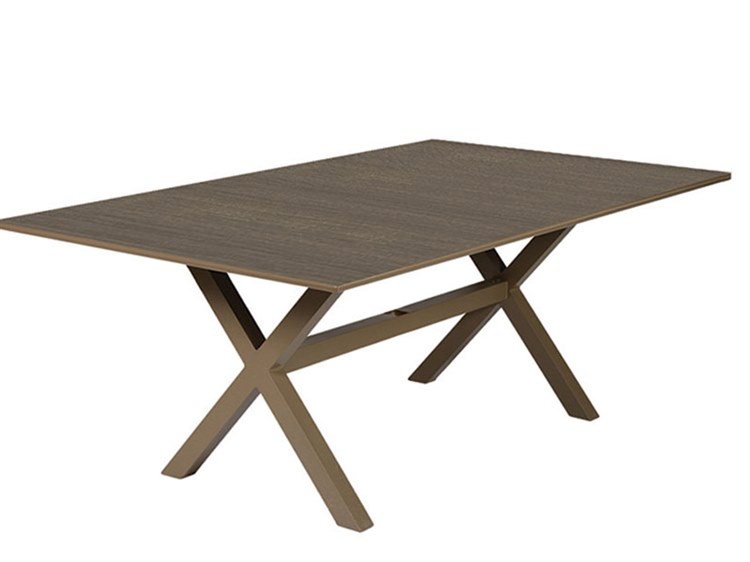 Windward Design Group Raleigh Aluminum Rectangular Outdoor Dining Table with Umbrella Hole