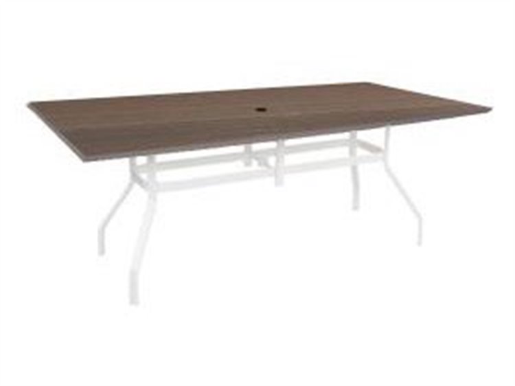 Windward Design Group Lexington Aluminum Rectangular Outdoor Patio Dining Table with Umbrella Hole