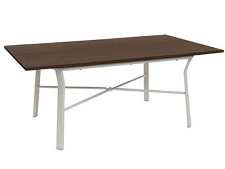 Windward Design Group Raleigh Aluminum Rectangular Outdoor Dining Table with Umbrella Hole