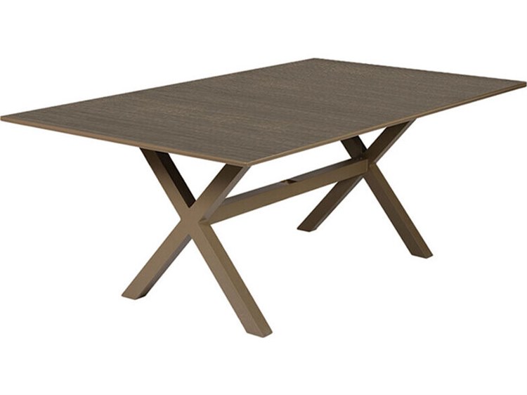 Windward Design Group Lexington Aluminum Rectangular Outdoor Patio Dining Table with Umbrella Hole