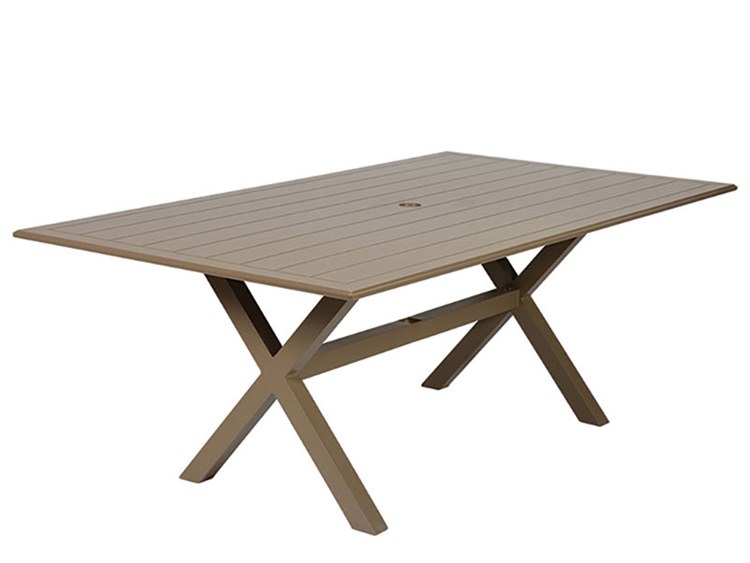 Windward Design Group Newport MGP Aluminum Rectangular Patio Dining Table with Umbrella Hole