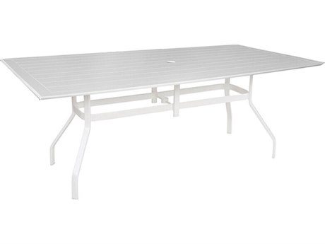 Windward Design Group Newport MGP Aluminum 96''W x 42''D Rectangular Dining Table w/ Umbrella Hole