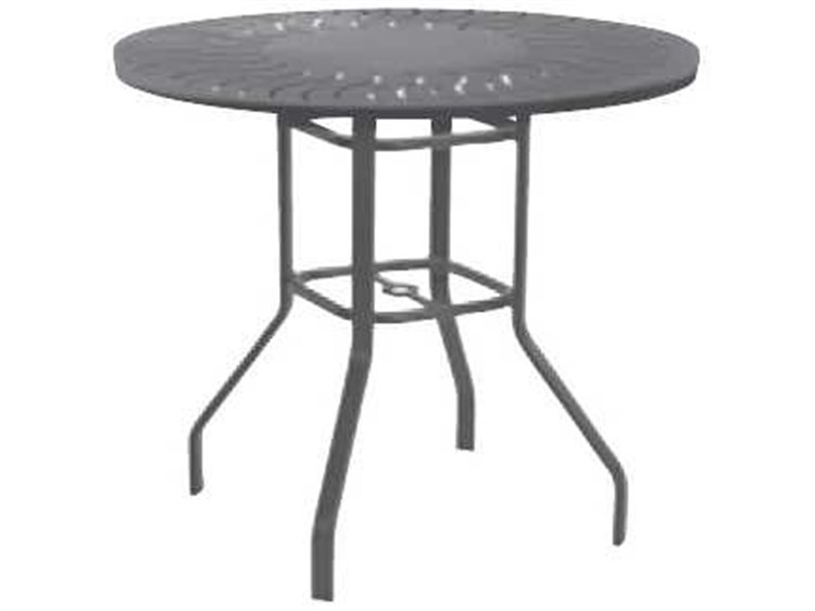Windward Design Group Sunburst Punched Aluminum 47''Wide Round Bar Table w/ Umbrella Hole