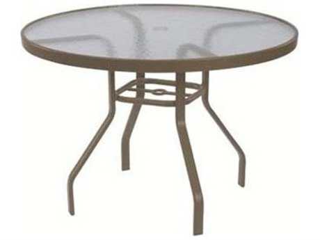 Windward Design Group Glass Top Aluminum 47'' Round Dining Table with Umbrella Hole