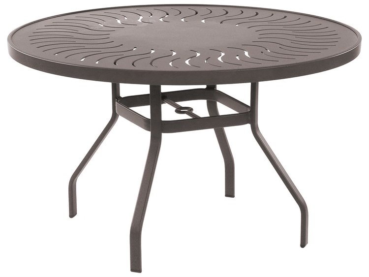 Windward Design Group Sunburst Punched Aluminum 47''Wide Round Dining Table w/ Umbrella Hole