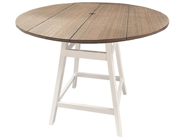 Windward Design Group Lexington Recycled Polymer Round Outdoor Patio Counter Table with Umbrella Hole