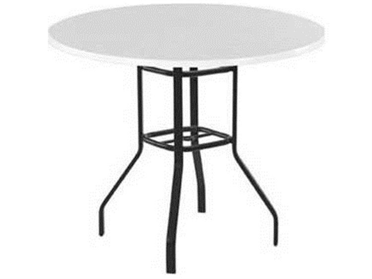 Windward Design Group Fiberglass Top Aluminum Round Balcony Table with Umbrella Hole