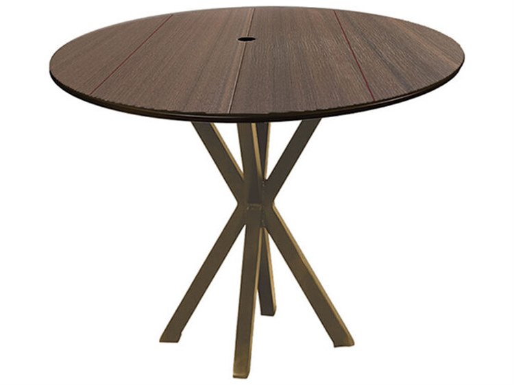 Windward Design Group Lexington Aluminum Round Outdoor Patio Dining Table with Umbrella Hole