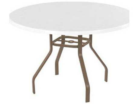 Windward Design Group Fiberglass Top Aluminum 54 Round Dining Table with Umbrella Hole