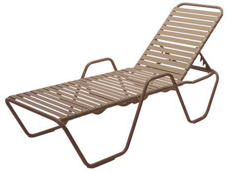 Windward Design Group Country Club Strap Aluminum Skids Chaise Lounge with Arms