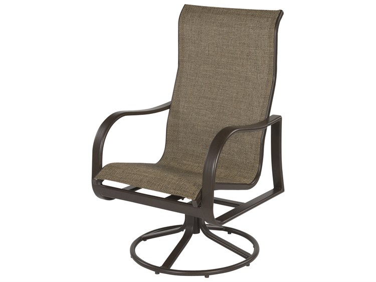 Windward Design Group Corsica Sling Aluminum Swivel Rocker High Back Dining Chair