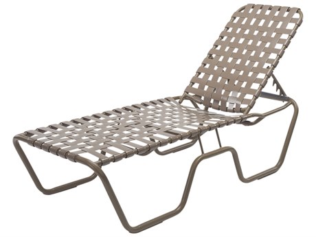 Windward Design Group Neptune Strap Aluminum Side Stacking Chaise Lounge Cross Weave