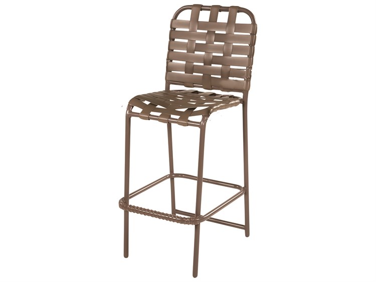 Windward Design Group Neptune Strap Aluminum Stacking Outdoor Patio Bar Chair Cross Weave
