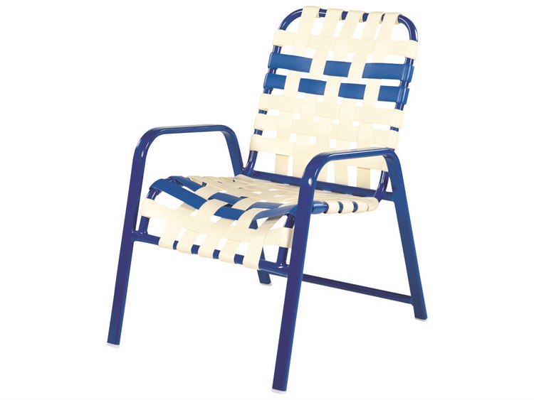 Windward Design Group Regatta Strap Aluminum Stacking Dining Arm Chair Crossweave
