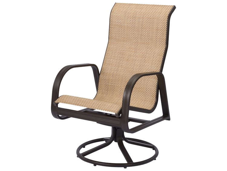 Windward Design Group Cabo Sling Aluminum Swivel Rocker High Back Dining Chair