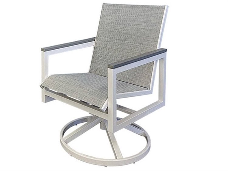 Windward Design Group Juno Sling Aluminum Swivel Rocker Dining Arm Chair