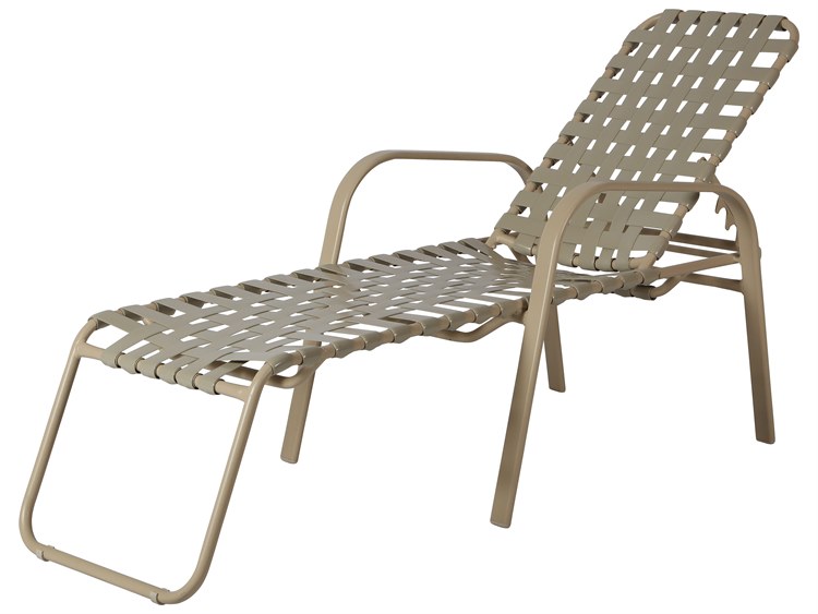 Windward Design Group Anna Maria Strap Aluminum Stacking Chaise Lounge Cross Weave