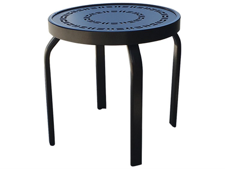 Windward Design Group Mayan Punched Aluminum Tables Aluminum Round Outdoor Side Table Stacking