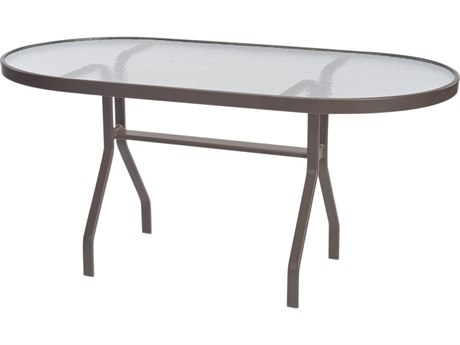 Windward Design Group Glass Top Aluminum 60 x 30 Oval Dining Table