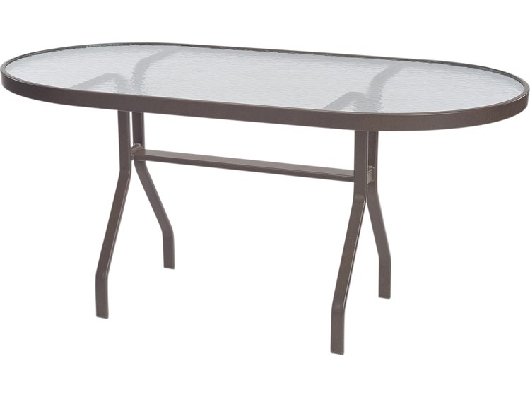 Windward Design Group Glass Top Aluminum Oval Outdoor Patio Dining Table