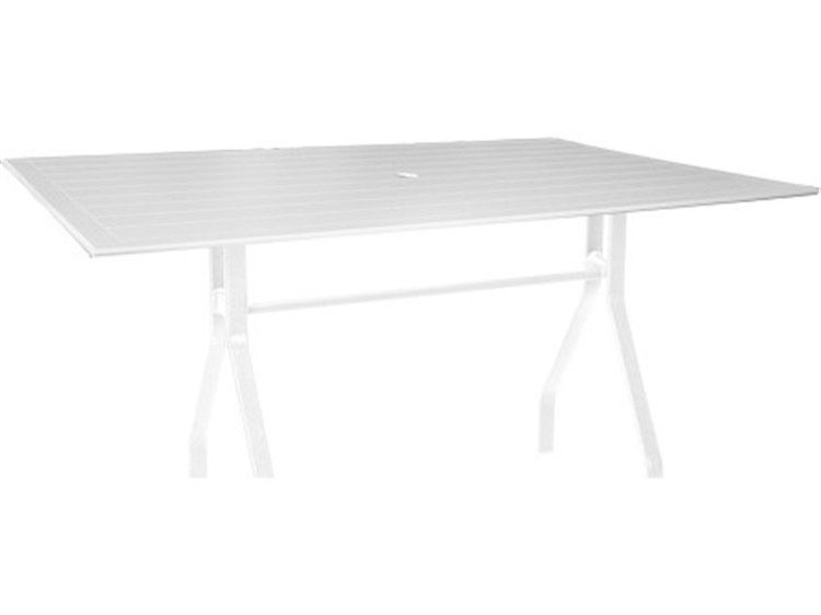 Windward Design Group Newport MGP Tables Aluminum Rectangular Umbrella Hole Outdoor Patio Dining Table