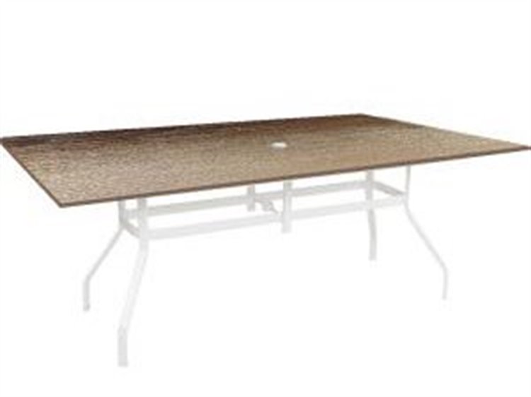 Windward Design Group Raleigh MGP Tables Aluminum Rectangular Umbrella Hole Patio Dining Table
