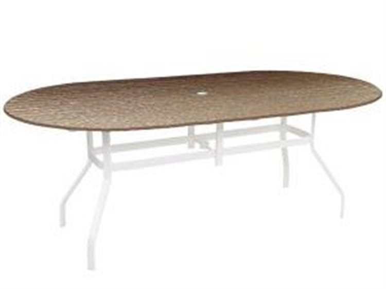 Windward Design Group Raleigh Aluminum Oval Umbrella Hole Outdoor Dining Table