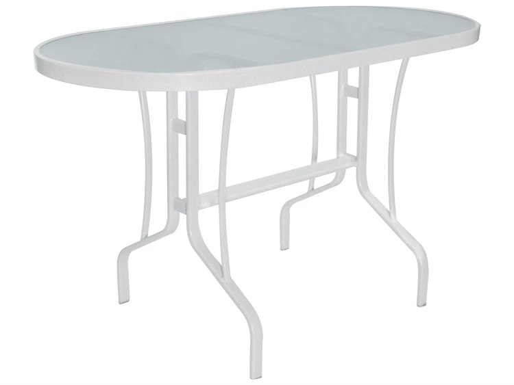 Windward Design Group Glass Top Aluminum Oval Balcony Table