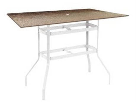 Windward Design Group Raleigh Aluminum Tables Rectangular Umbrella Hole Counter Table