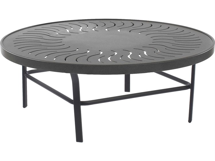 Windward Design Group Sunburst Punched Aluminum Tables Aluminum Round Patio Conversation Table