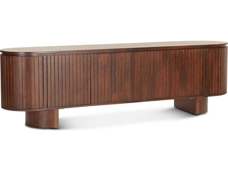World Interiors Athens 79" Mahogany Wood Dark Brown Media Console