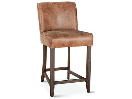 World Interiors Avery Natural Leather Birch Wood Counter Stool