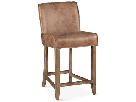 World Interiors Avery Natural Leather Birch Wood Counter Stool
