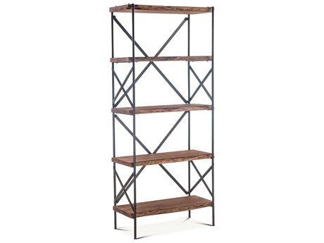 World Interiors Blayne Raw Walnut Antique Zinc Bookcase