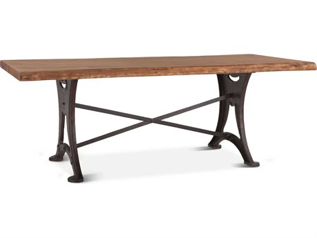 World Interiors Blayne Rectangular Wood Raw Walnut Antique Zinc Dining Table