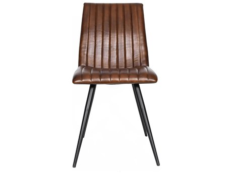 World Interiors Brisben Leather Black Upholstered Side Dining Chair