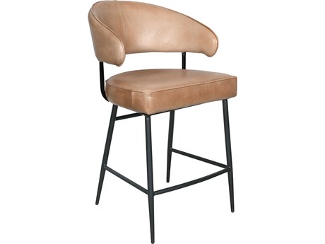 World Interiors Brisbane Brown Leather Counter Stool