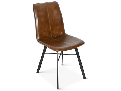 World Interiors Brisbane Brown Leather Armless Dining Chair