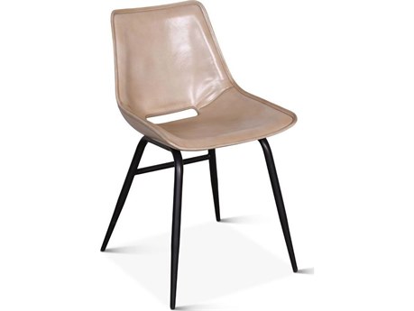 World Interiors Brisbane Beige Leather Armless Dining Chair