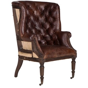 World Interiors Charles Brown Leather Tufted Accent Chair