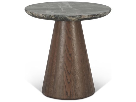World Interiors Caldera Round Marble Natural End Table