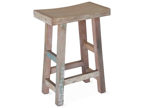 World Interiors Cordoba Teak Wood Vintage Teal Counter Stool