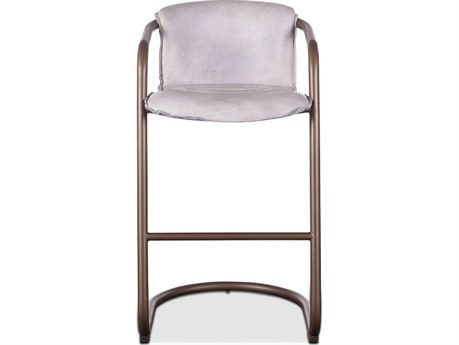 World Interiors Chiavari Vintage White And Bronze Leather Bar Stool