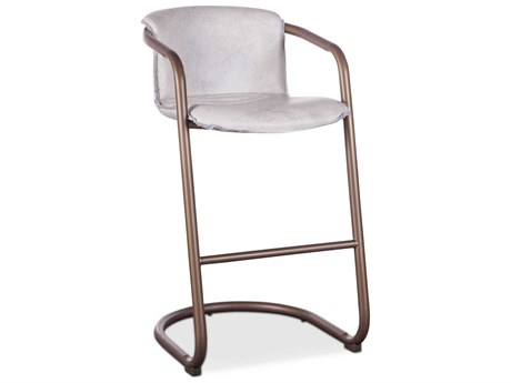 World Interiors Chiavari Leather Vintage White And Bronze Bar Stool