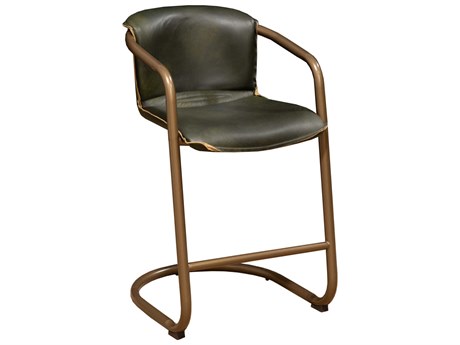 World Interiors Chiavari Antique Gold Leather Counter Stool Set of 2