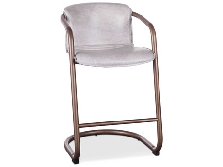 World Interiors Chiavari Distressed Antique Brushed Bronze Leather Counter Stool Set of 2