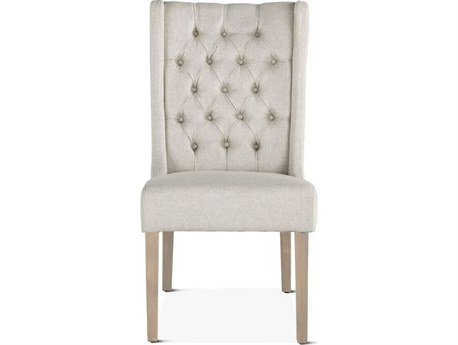 World Interiors Chloe Birch Wood White Upholstered Armless Dining Chair